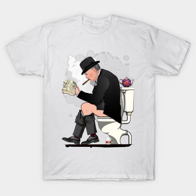 Winston Churchill on the Toilet T-Shirt by InTheWashroom